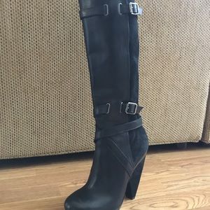 Collection Bebe Knee High Leather Boots 5” Heel
